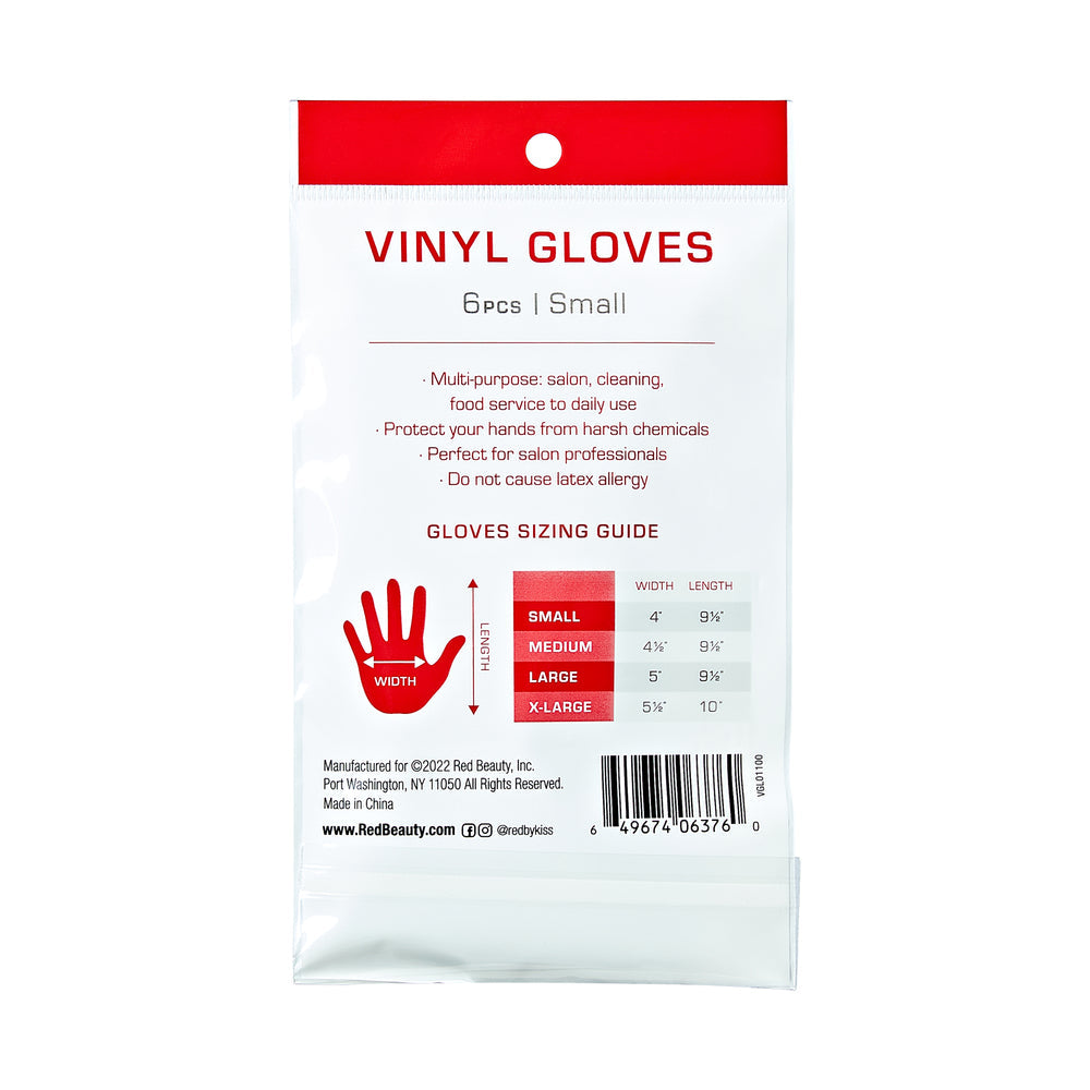 Red By Kiss Black Vinyl Gloves (6pcs)  For Professionals & Beginners