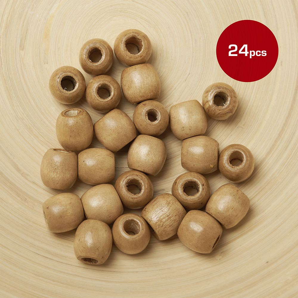Red By Kiss Jumbo Wood Hair Beads (24pcs)  Colored Beads for Braid and Jewelry Making
