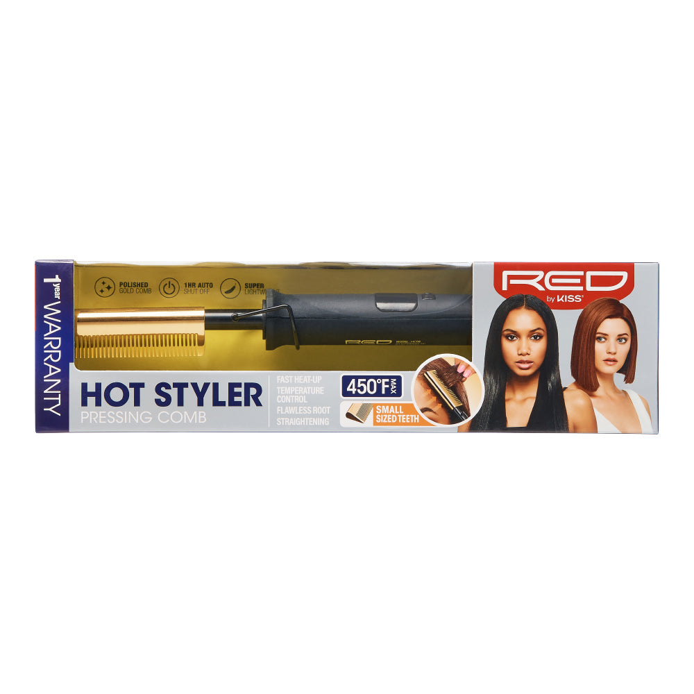Red By Kiss Hot Styler Curved Teeth Teeth Pressing Comb