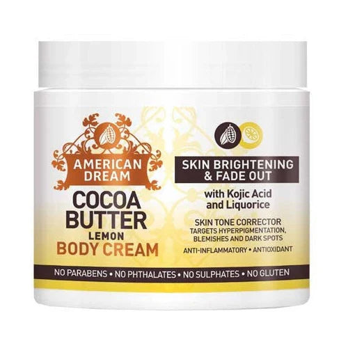 American Dream Cocoa Butter Lemon Body Cream with Kojic Acid  453g
