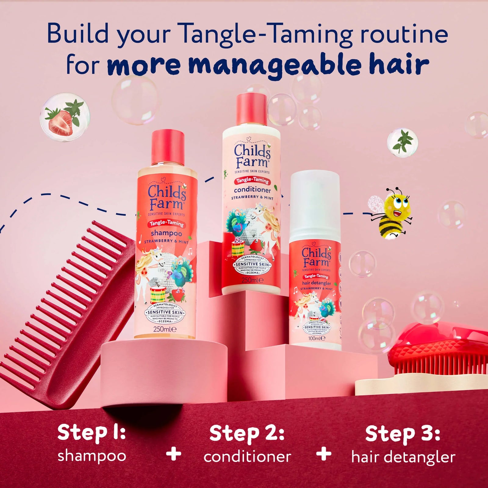 Childs Farm Sensitive Skin Experts Strawberry & Mint Tangle Shampoo 250ml