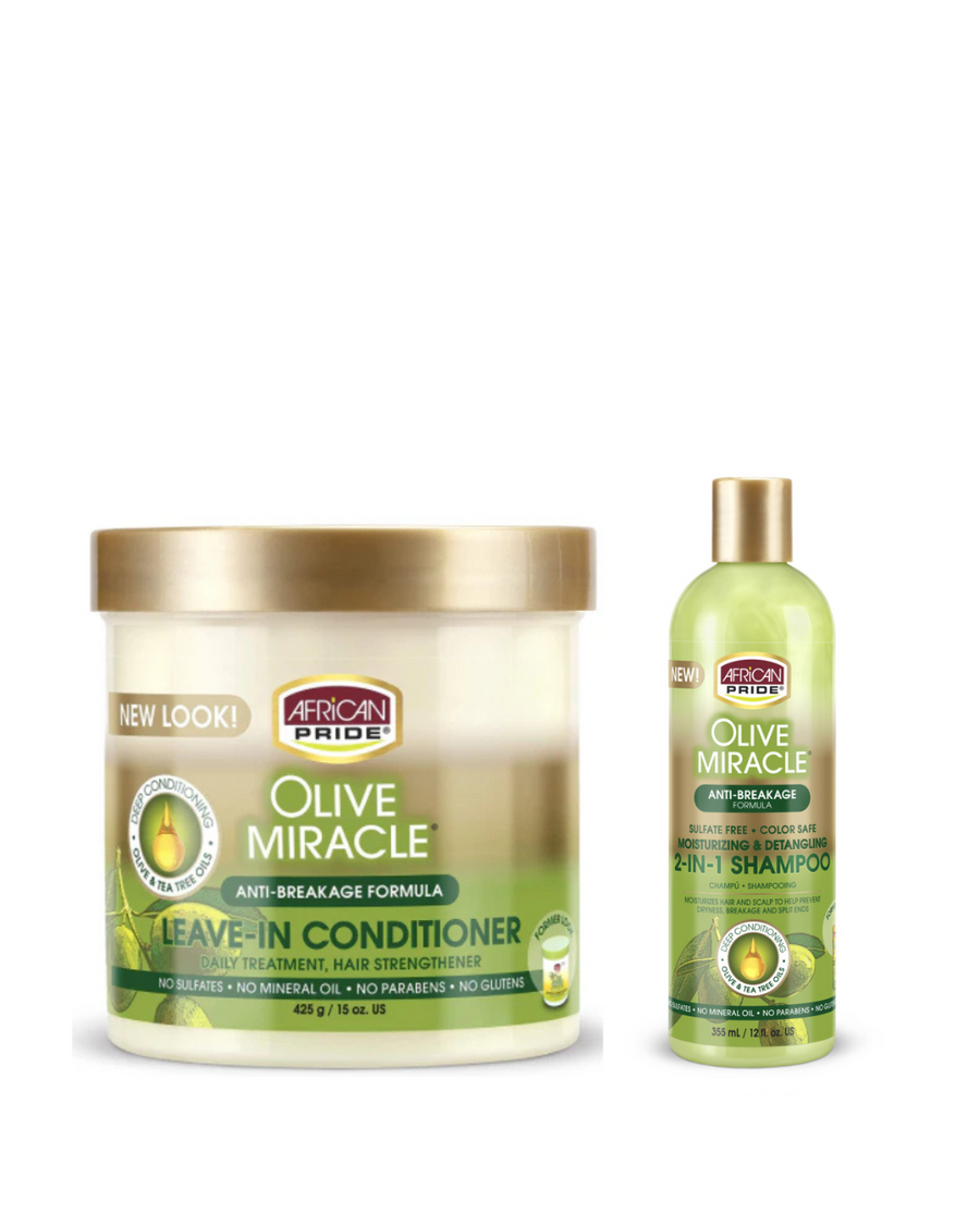 African Pride Olive Miracle Dual-Action Shampoo + Leave-In Conditioner, 15oz