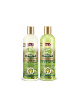 African Pride Olive Miracle Dual-Action Shampoo + Leave-In Conditioner, 12oz
