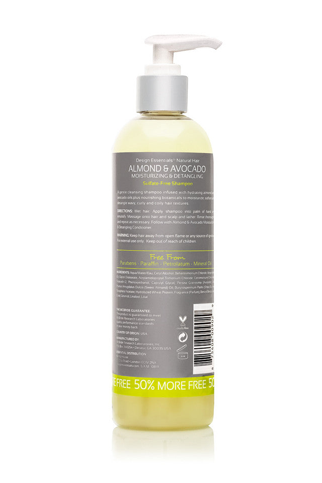 Design Essentials Almond & Avocado Moisturizing & Detangling Sulfate-Free Shampoo 365g/12oz
