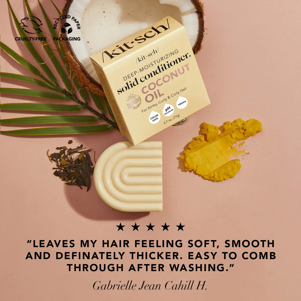 Kitsch Coconut Oil Conditioner Bar for Dry Damaged Hair 77g