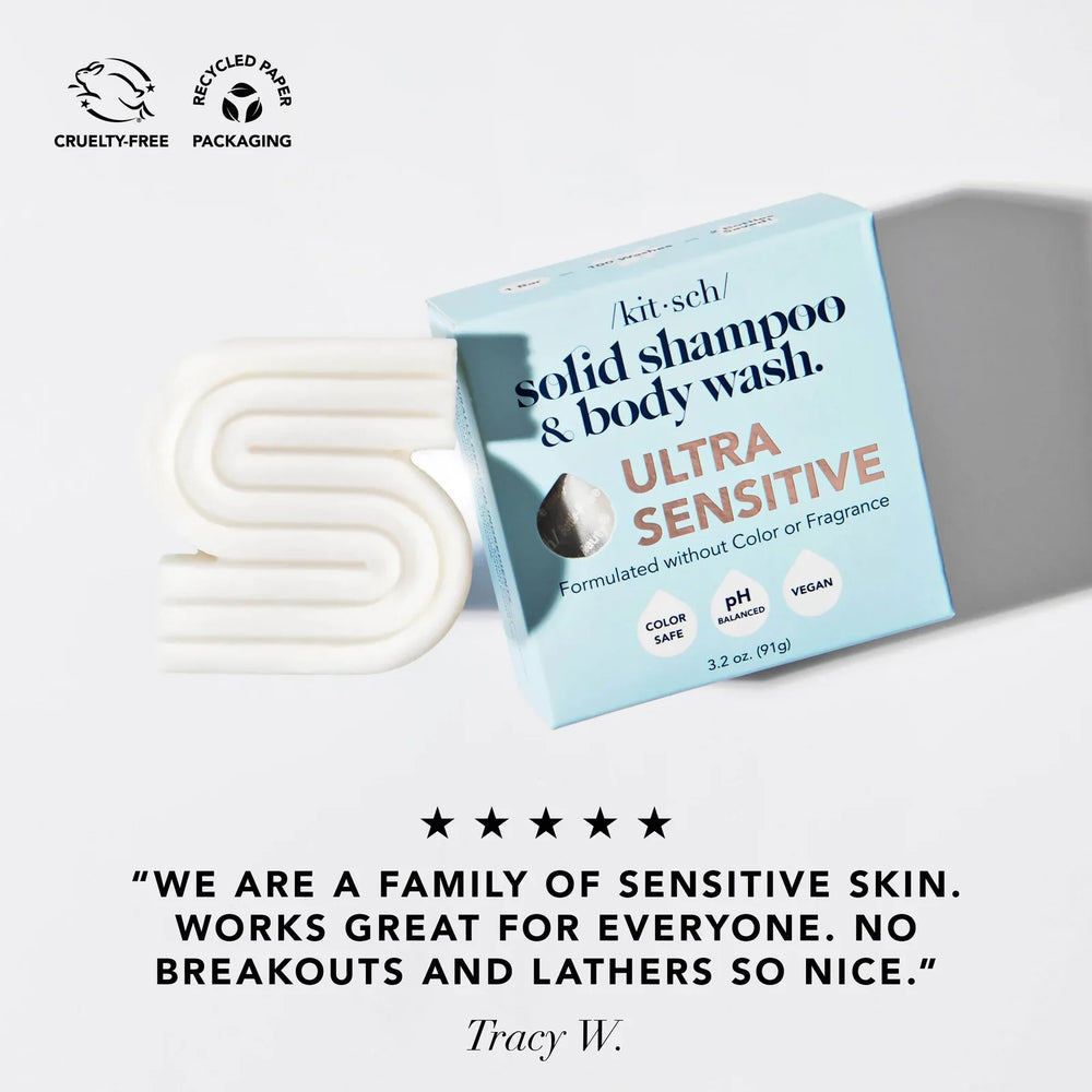 Kitsch Ultra Sensitive Shampoo & Body Wash Bar Fragrance Free 91g