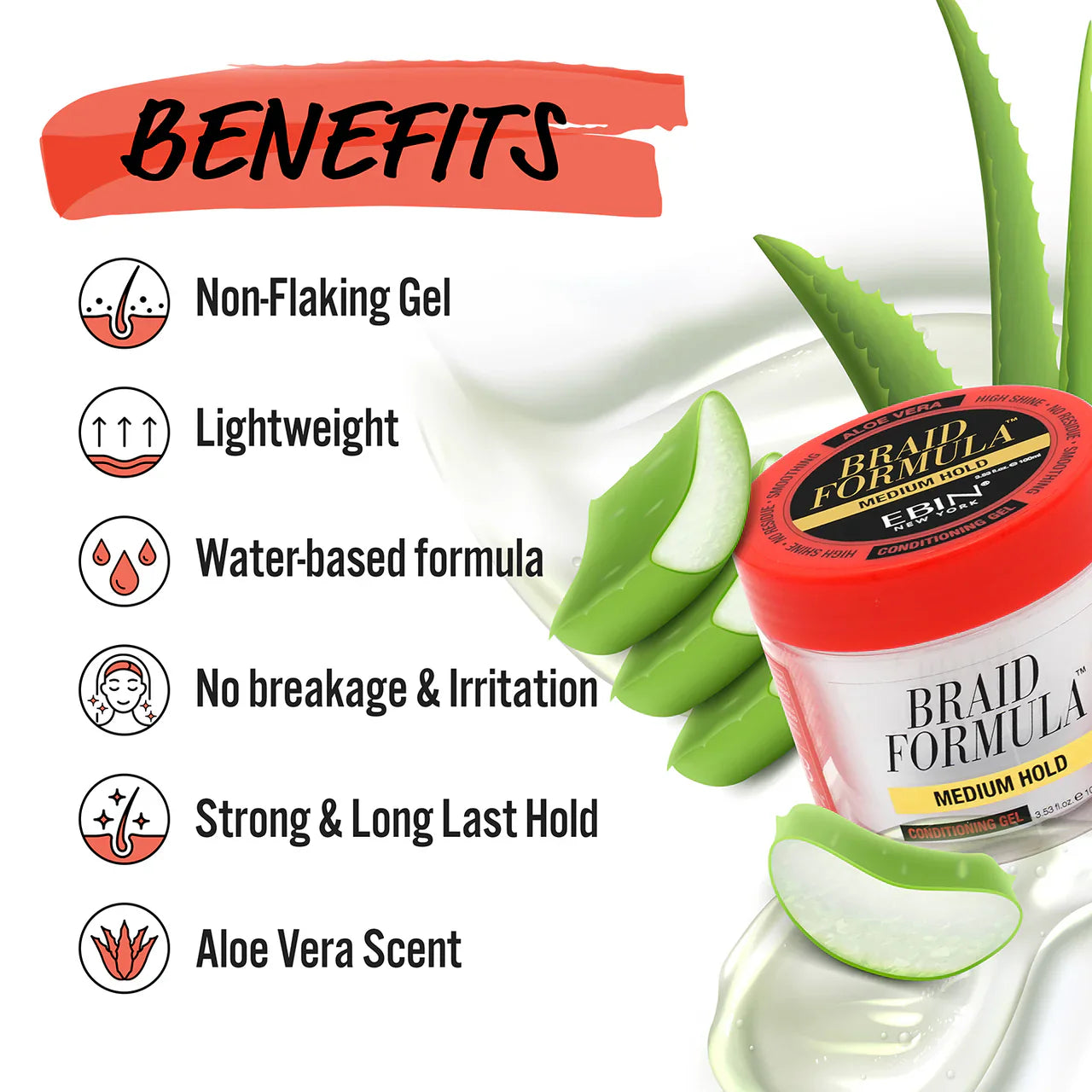 Ebin Lock’N Pomade Braid Formula Conditioning Gel Medium Hold 180ml