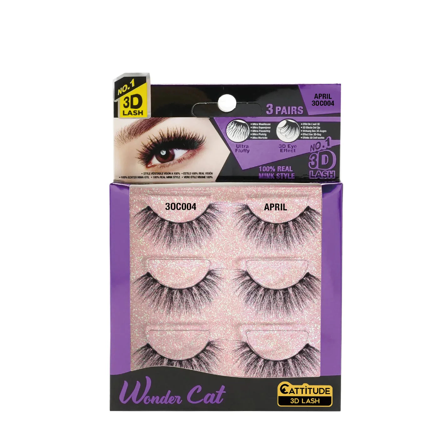 Ebin New York Wonder Cat Faux Mink 3D Lashes 3 Pairs