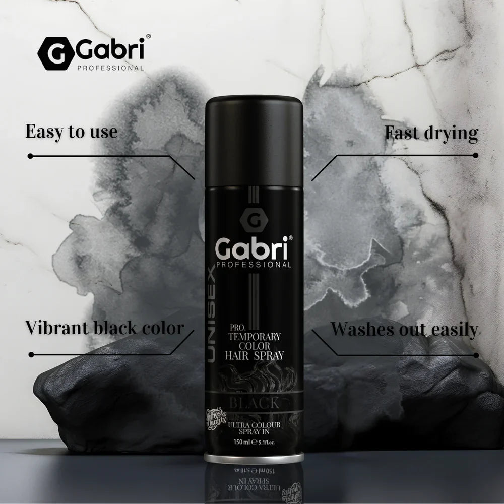 Gabri Professional  Pro Temporary Hair Colour Spray Black 150ml