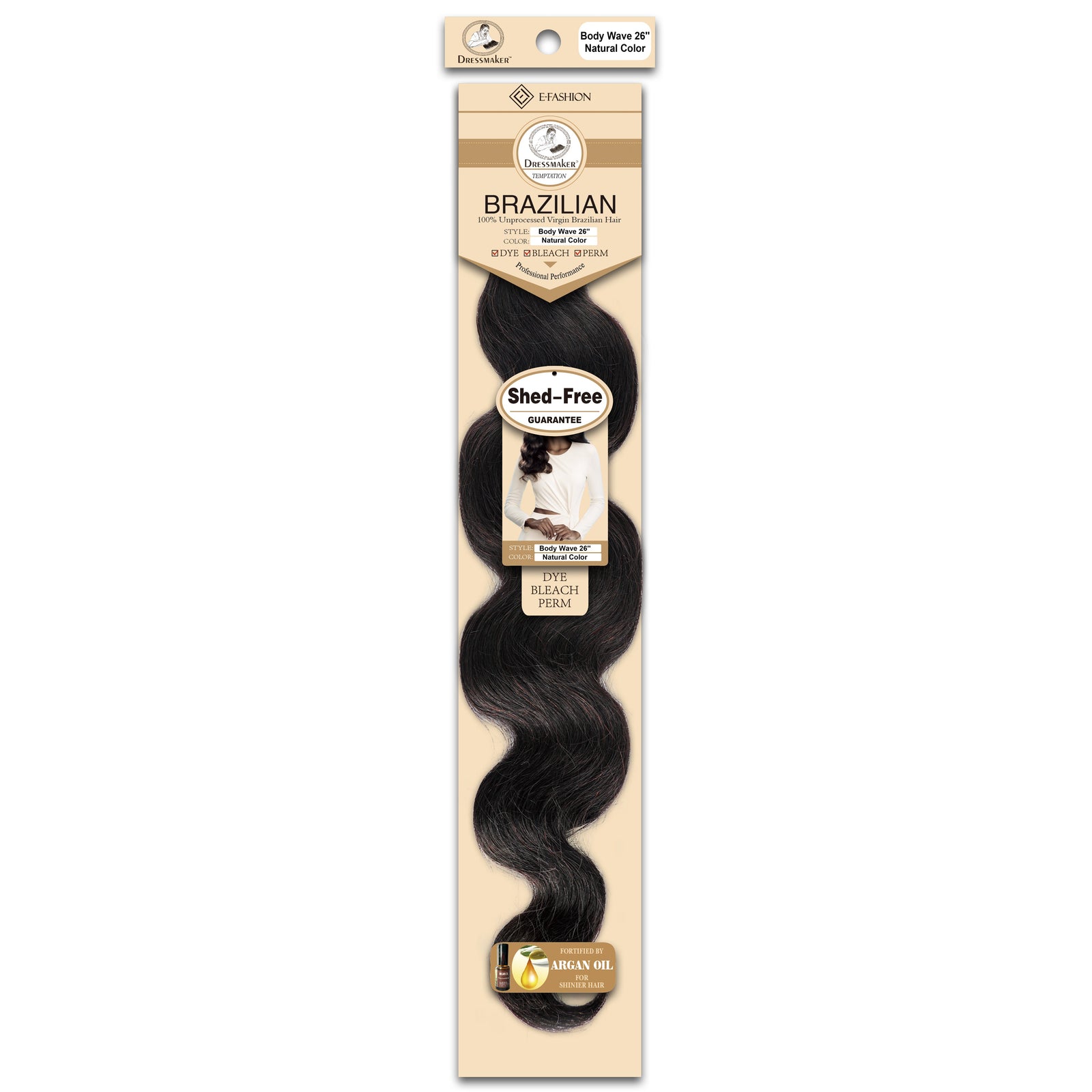 Dressmaker 100% Unprocessed Virgin Brazilian Body Wave Weave Natural Color