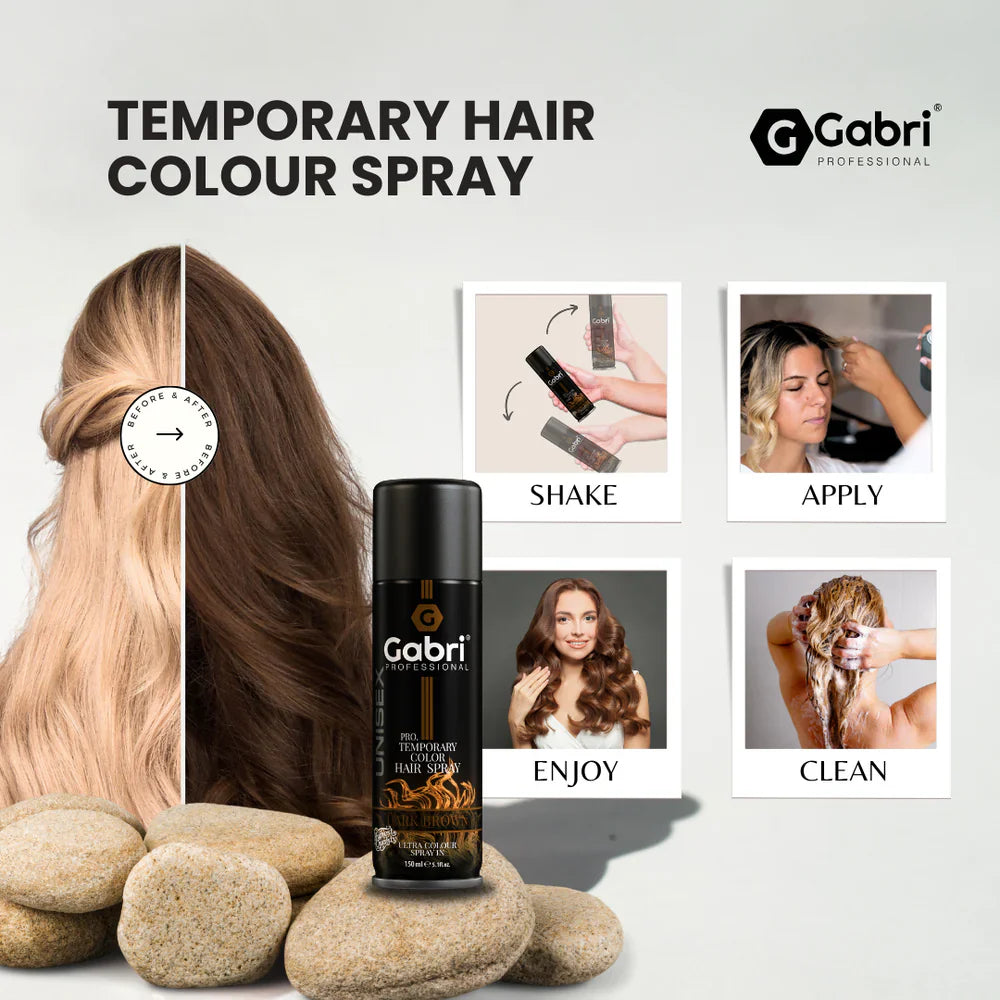 Gabri Professional Pro Temporary Hair Colour Spray Dark Brown 150ml