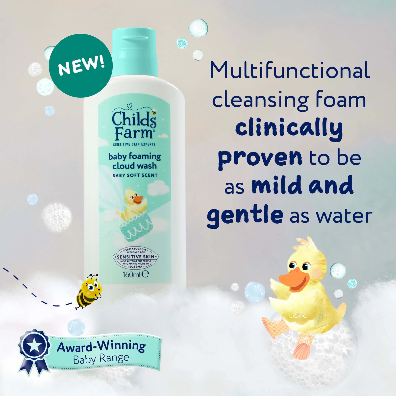 Childs Farm Sensitive Skin Experts Baby Foaming Cloud Wash Soft Scent 160ml
