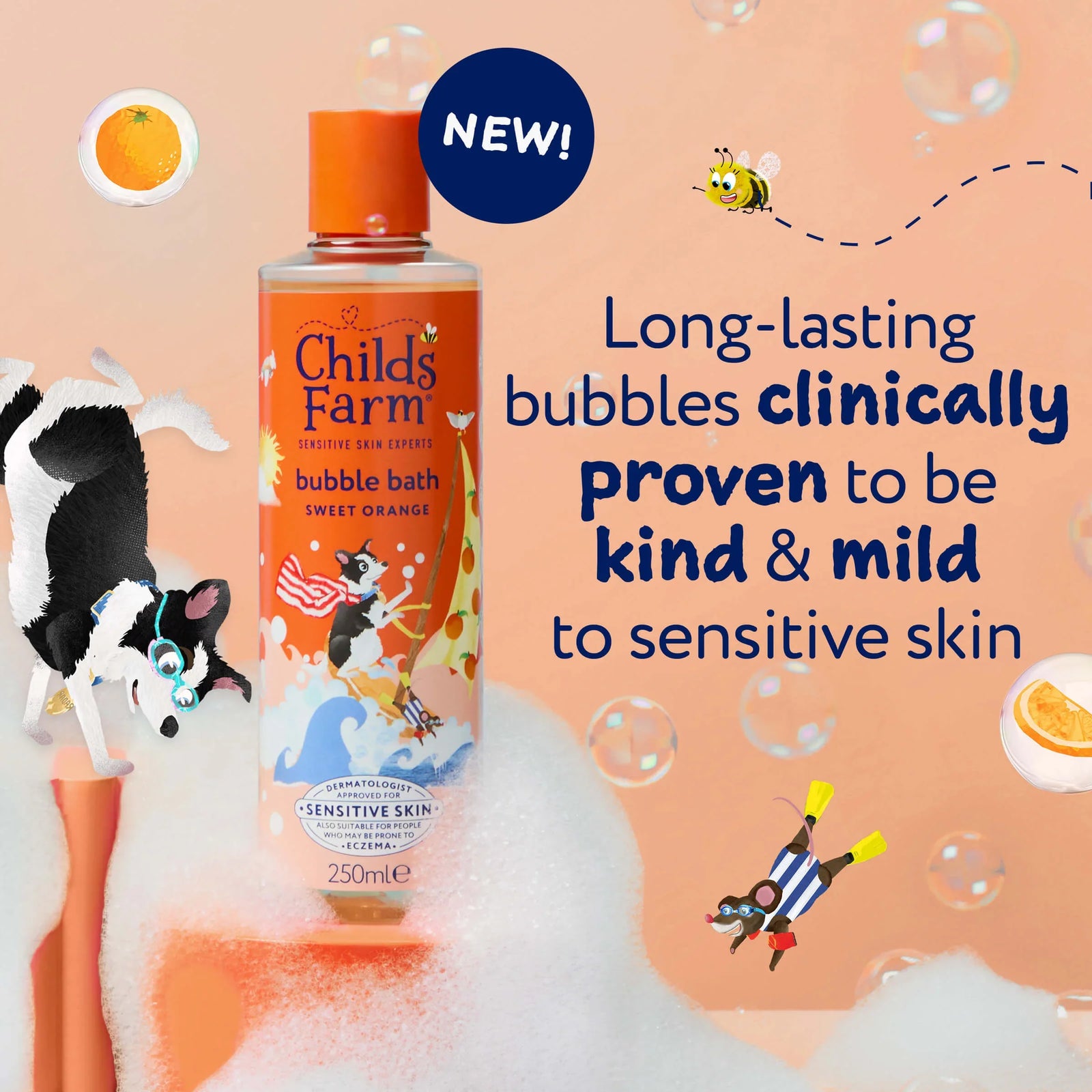 Childs Farm Sensitive Skin Experts Sweet Orange Bubble Bath 250ml