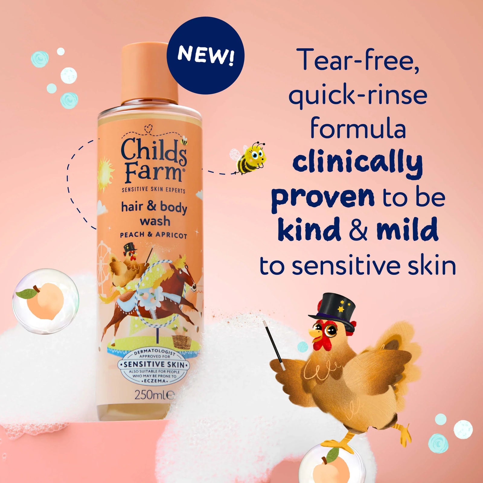Childs Farm Sensitive Skin Experts Hair & Body Wash With Peach & Apricot 250ml