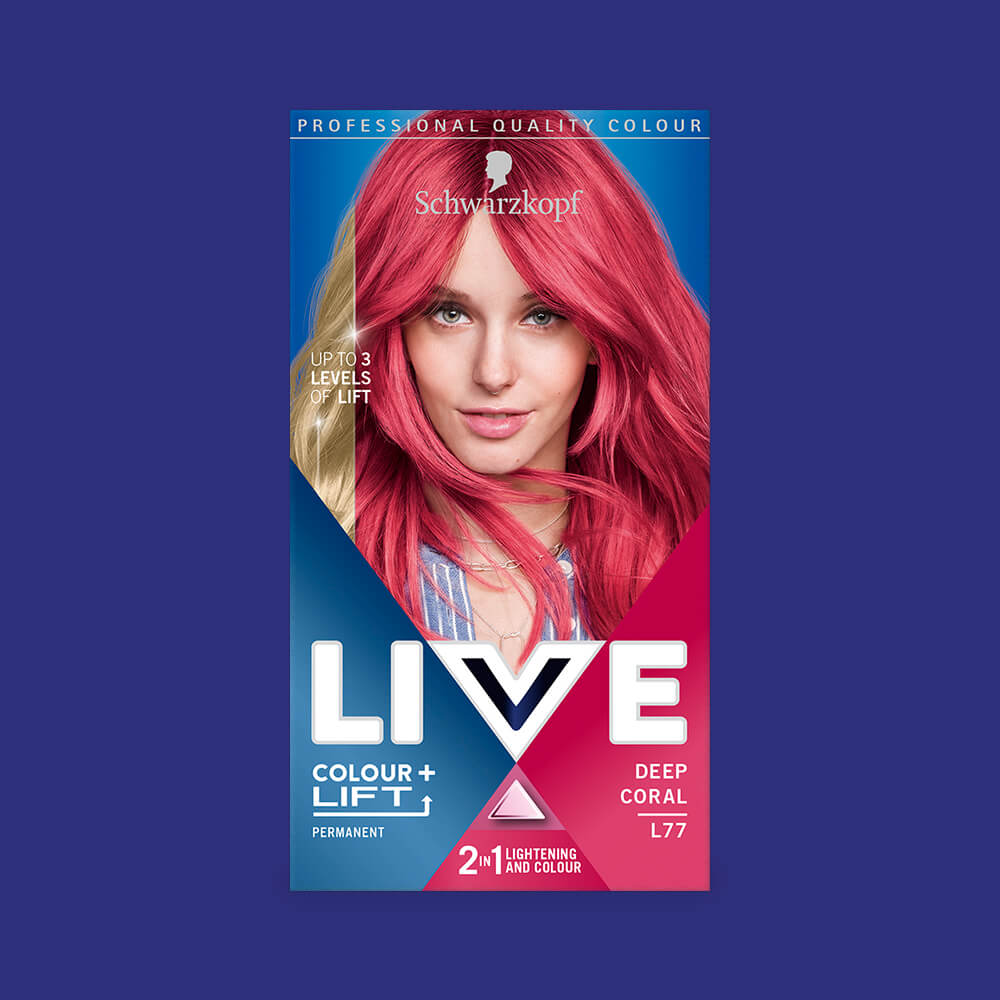 Schwarzkopf Live Colour + Lift Permanent Hair Colour Dye L77 Deep Coral