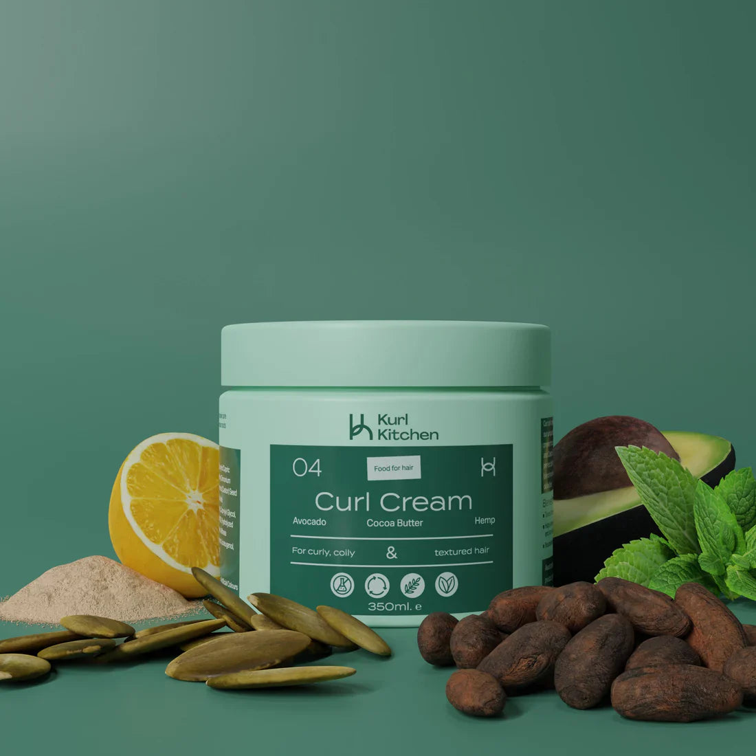 KURL KITCHEN Moisturising and curl defining avocado Curl Cream 350ML