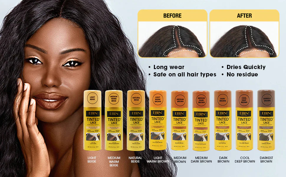 Ebin Tinted Lace Aerosol Spray Light Warm Brown 80ml/2.7oz