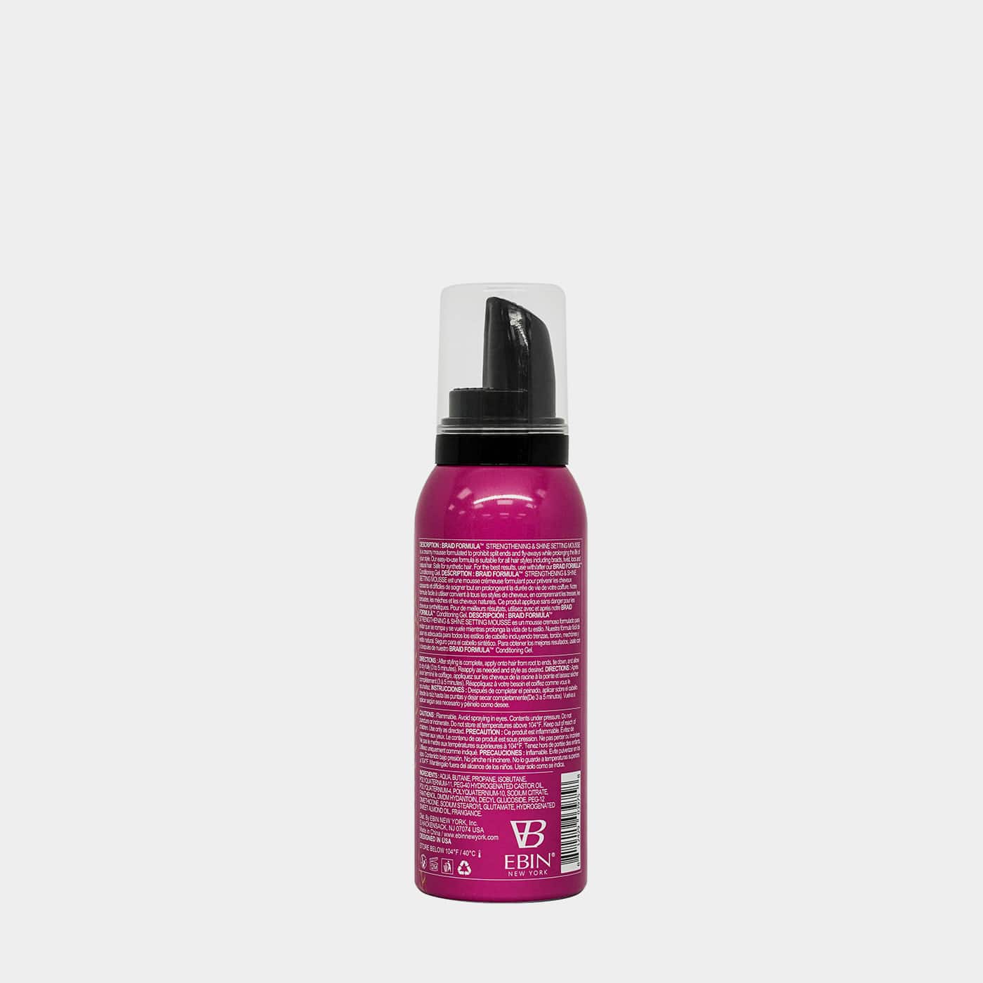 Ebin Braid Formula Sweet Almond Oil Setting Mousse Strengthening & Shine 80ml