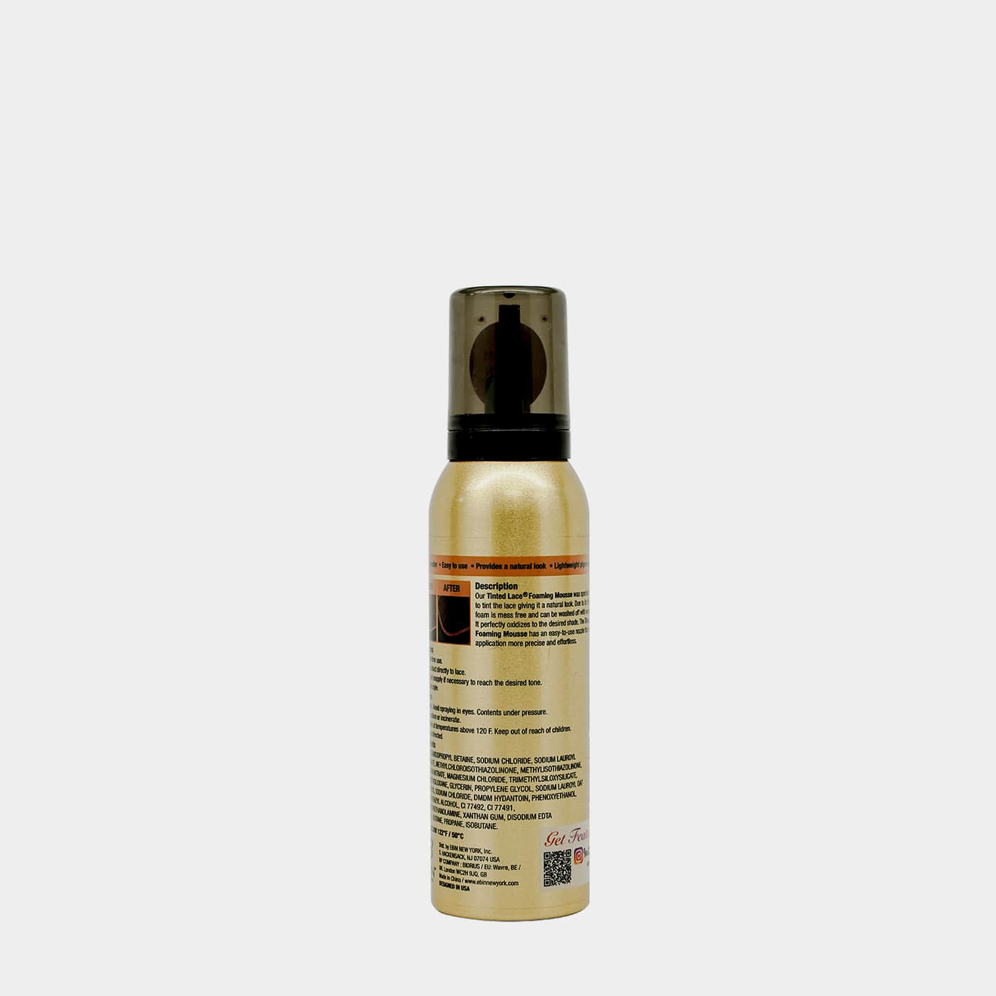 Ebin Tinted Lace Foaming Mousse Medium Brown 100ml/3.38oz
