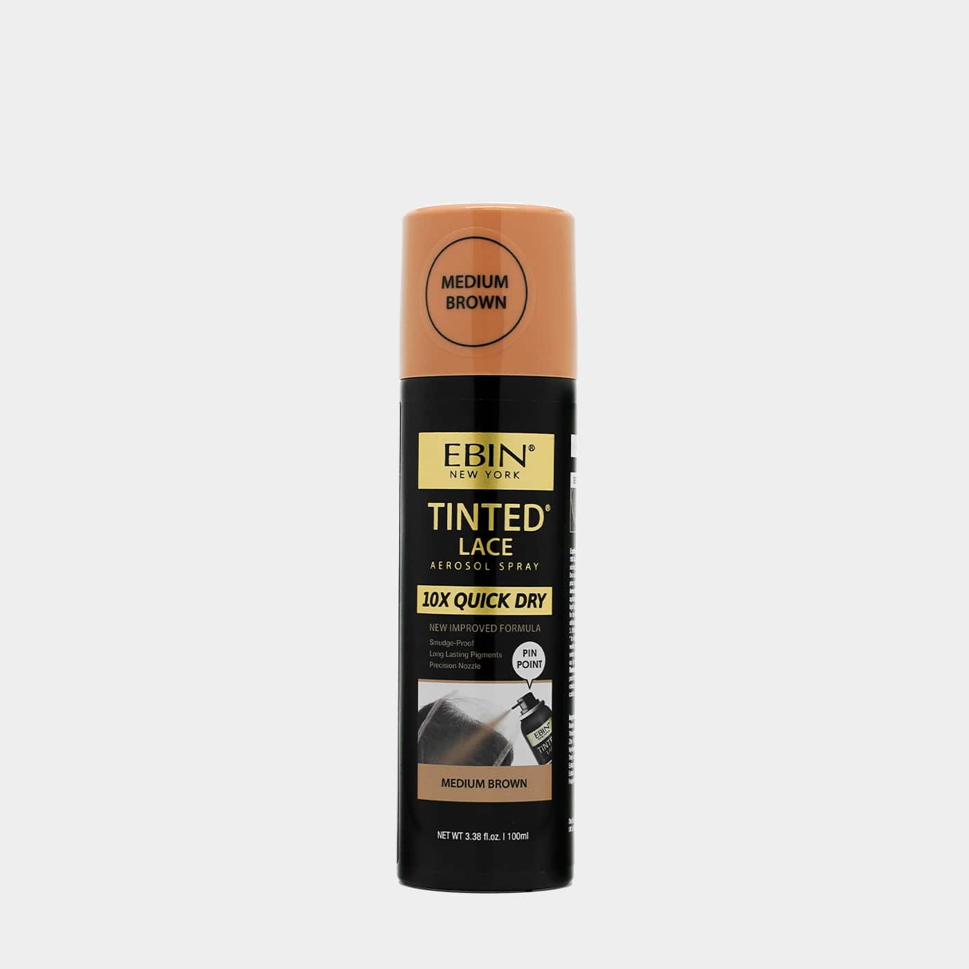 Ebin Tinted Lace 10X Quick Dry Spray Medium Brown 100ml/3.38oz