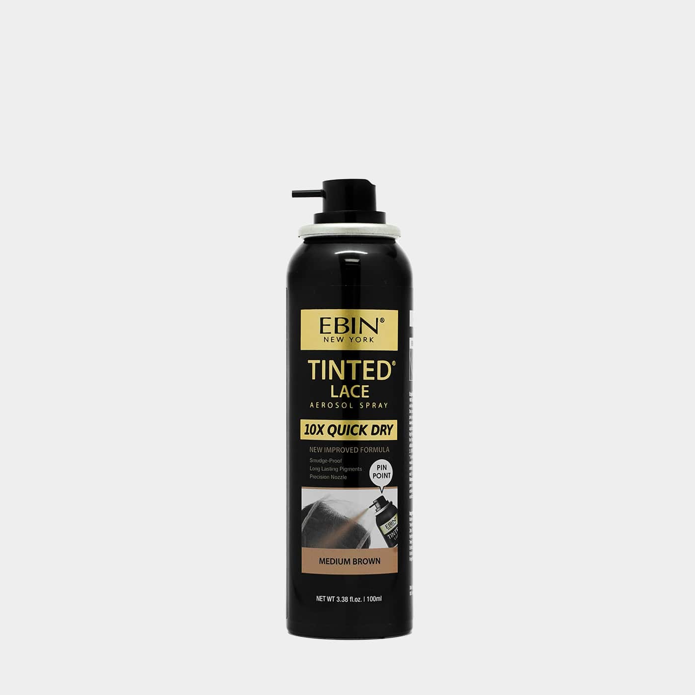 Ebin Tinted Lace 10X Quick Dry Spray Medium Brown 100ml/3.38oz