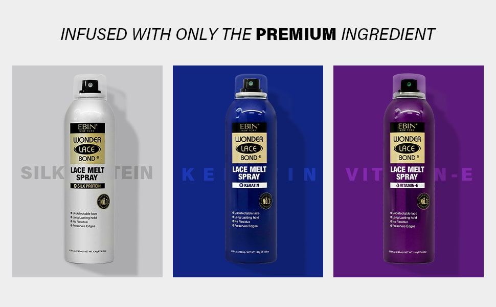 Ebin Wonder Lace Bond Lace Melt Aerosol Spray Keratin 180ml