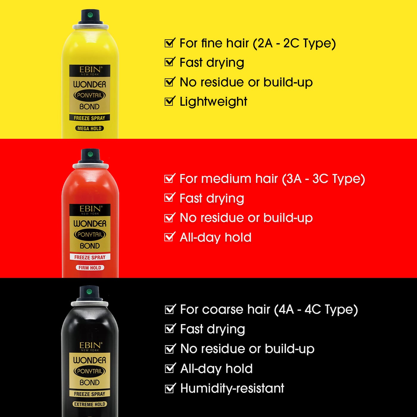 Ebin Wonder Ponytail Bond Freeze Spray – Firm Hold 245ml