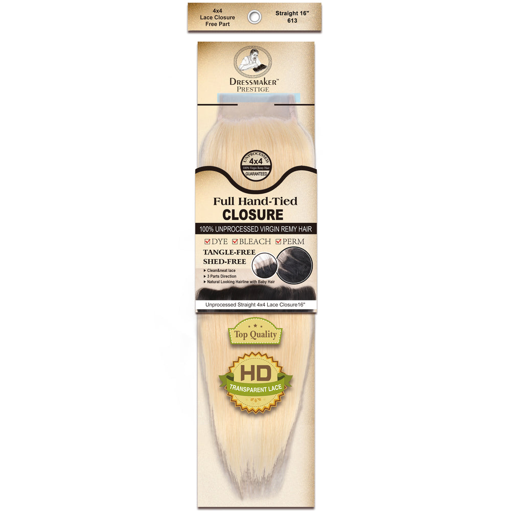 Dressmaker 100% Unprocessed Virgin Remy Straight 613 Lace Closure Free Part 4x4