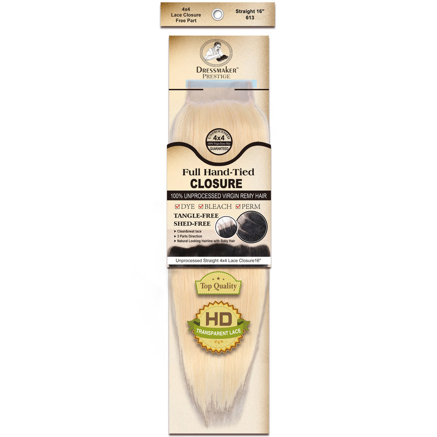 Dressmaker 100% Unprocessed Virgin Remy Straight 613 Lace Closure Free Part 4x4