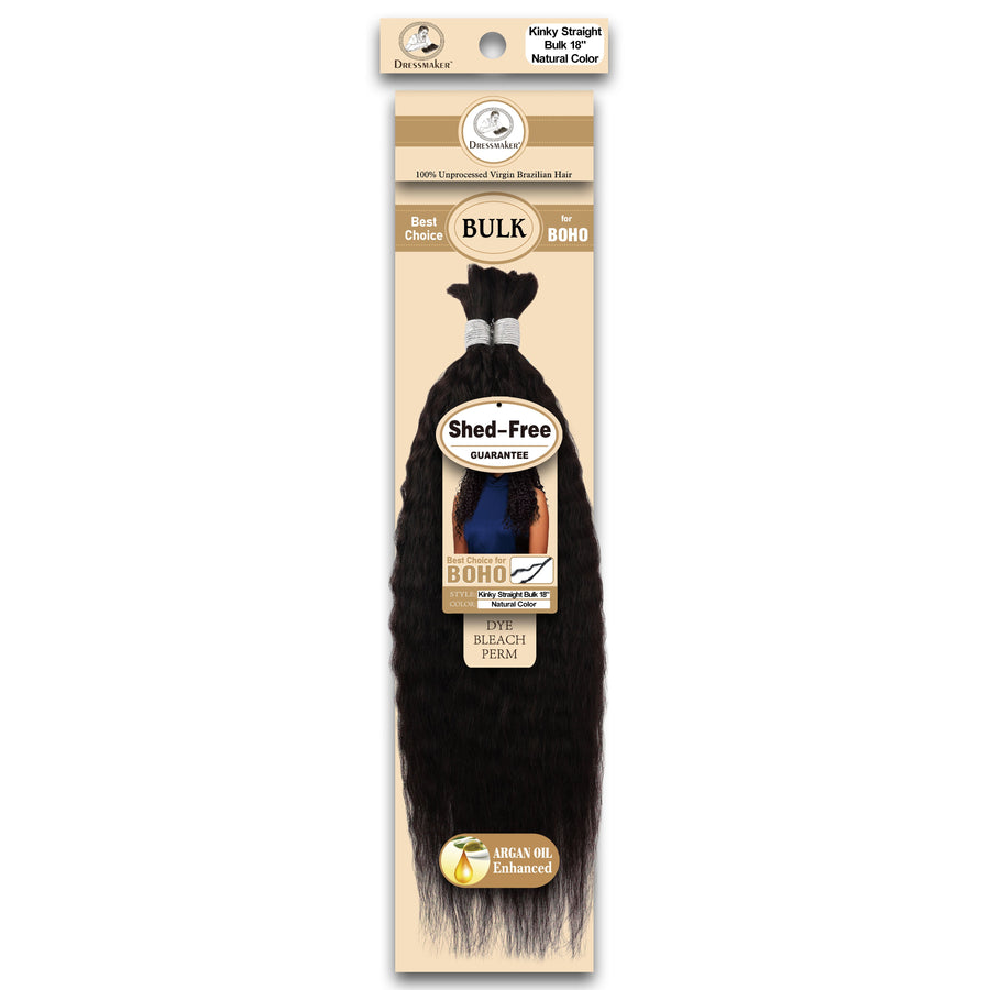 Dressmaker 100% Unprocessed Virgin Brazilian Boho Braids Kinky Straight Bulk 18" Natural Color