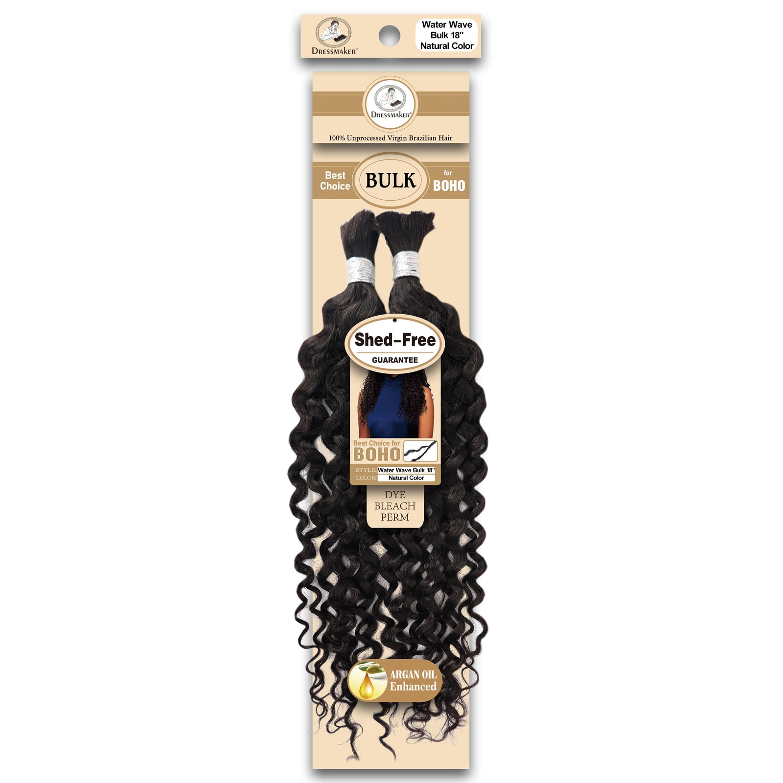 Dressmaker 100% Unprocessed Virgin Brazilian Boho Braids Water Wave Bulk 18" Natural Color