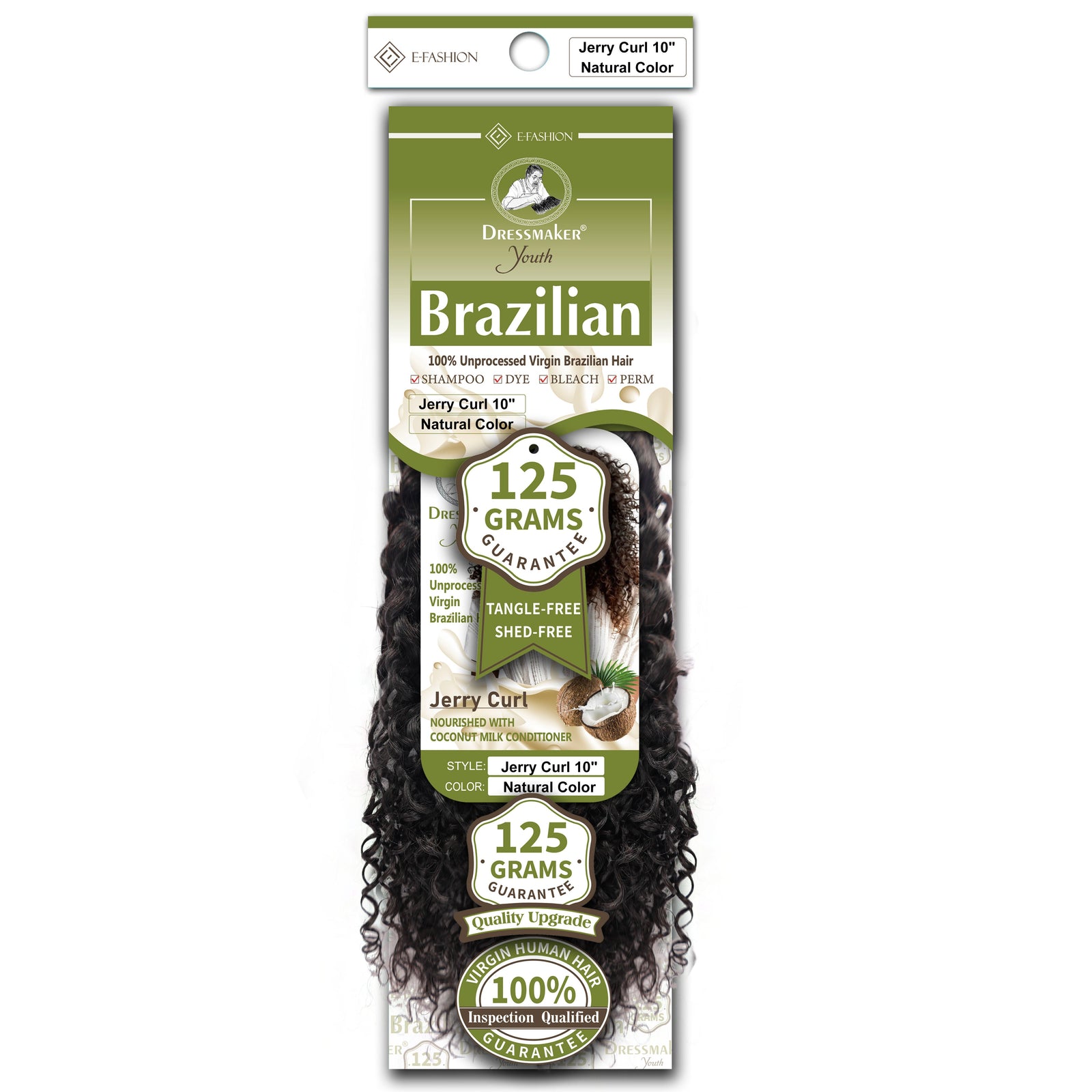 Dressmaker Youth 100% Unprocessed Virgin Brazilian Hair Jerry Curl  Weave