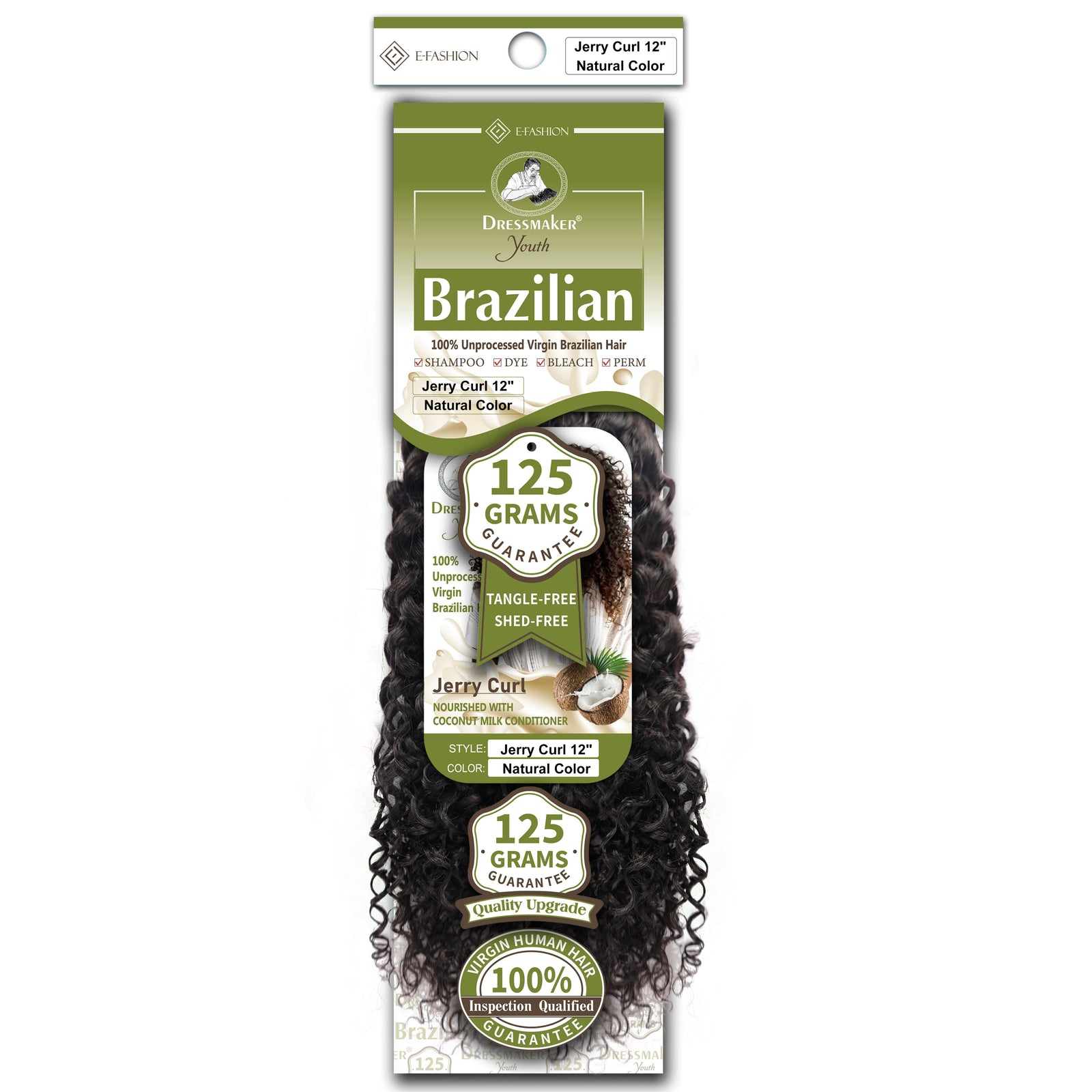 Dressmaker Youth 100% Unprocessed Virgin Brazilian Hair Jerry Curl  Weave