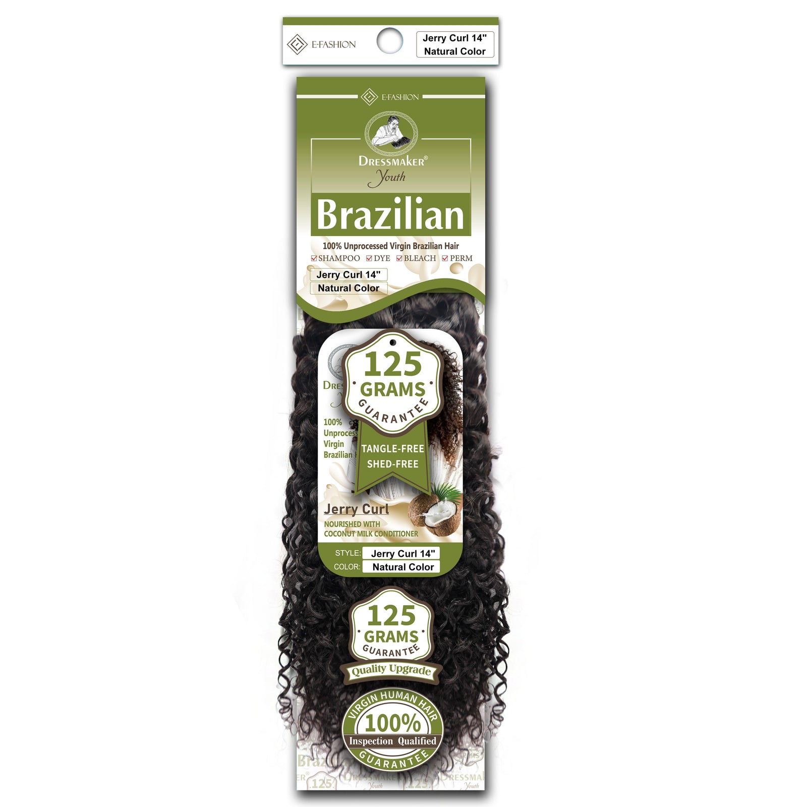 Dressmaker Youth 100% Unprocessed Virgin Brazilian Hair Jerry Curl  Weave