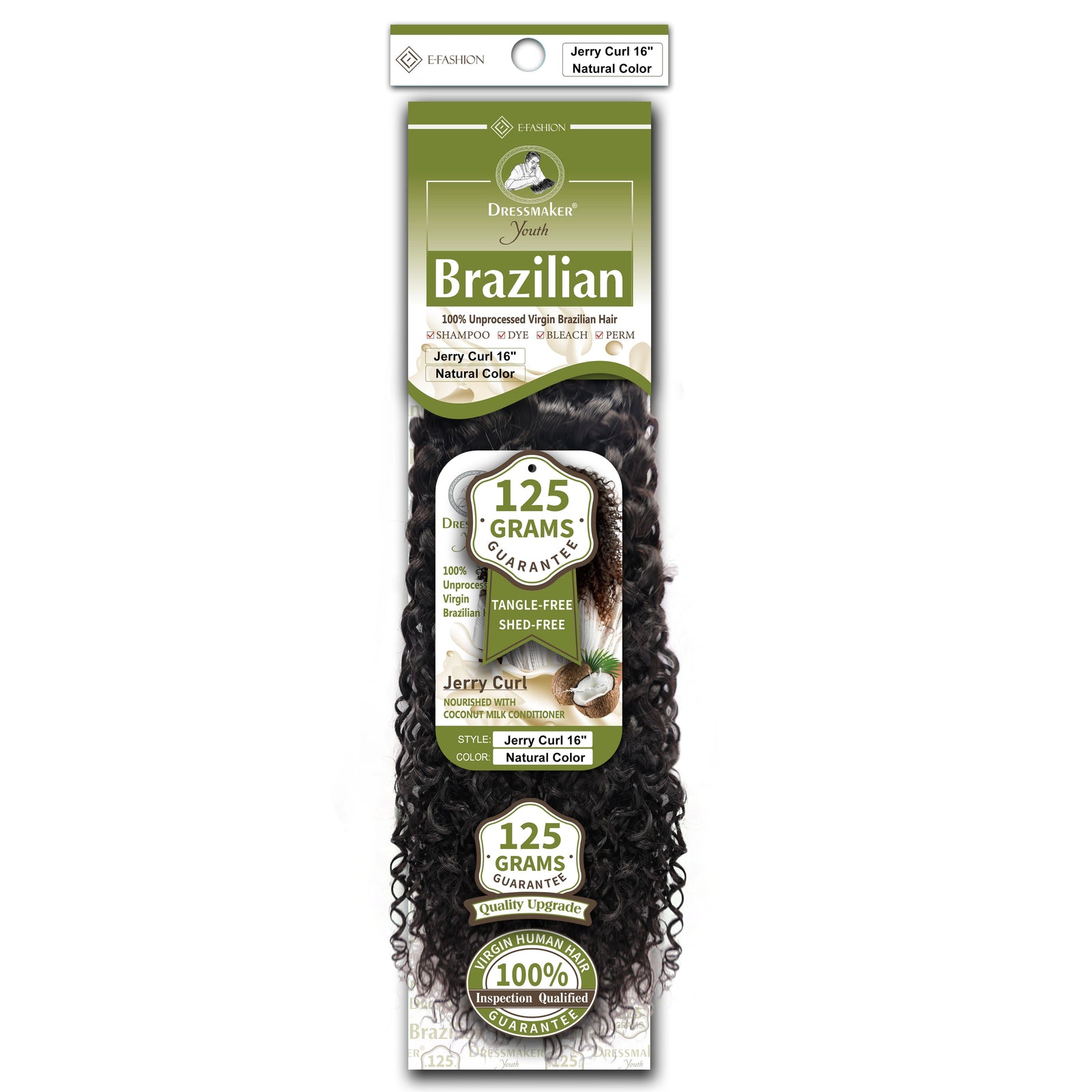 Dressmaker Youth 100% Unprocessed Virgin Brazilian Hair Jerry Curl  Weave