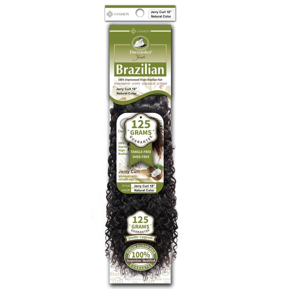 Dressmaker Youth 100% Unprocessed Virgin Brazilian Hair Jerry Curl  Weave