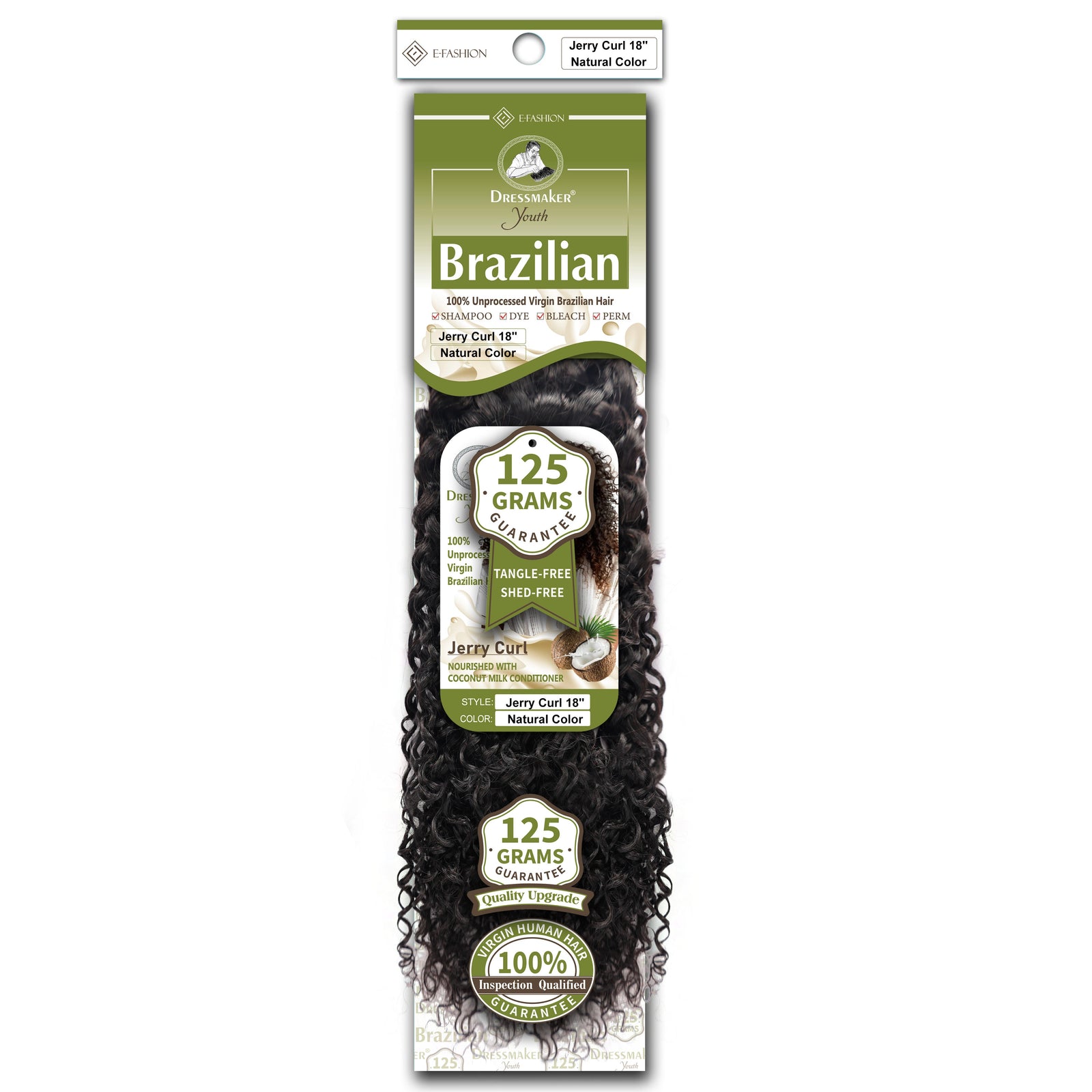 Dressmaker Youth 100% Unprocessed Virgin Brazilian Hair Jerry Curl  Weave