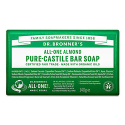 Dr. Bronner Almond Unscented Pure-Castile Bar Soap 140g