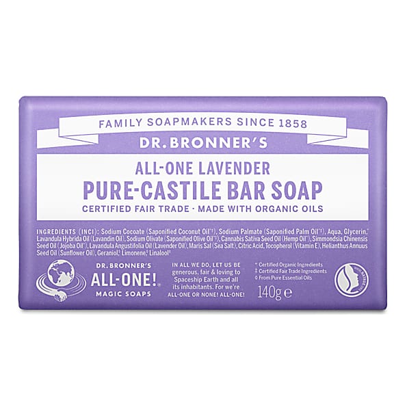 Dr. Bronner Lavender Unscented Pure-Castile Bar Soap 140g