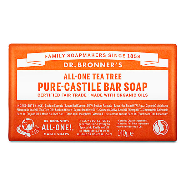 Dr. Bronner Tea Tree Unscented Pure-Castile Bar Soap 140g