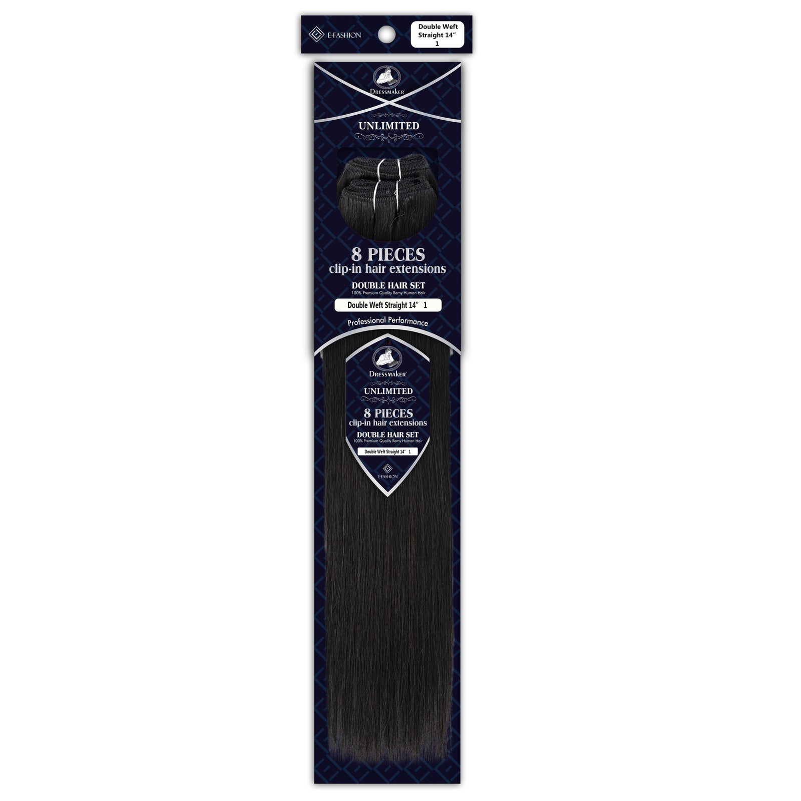 Dressmaker 8-Piece 14" Clip-In Hair Extensions Double Weft Straight