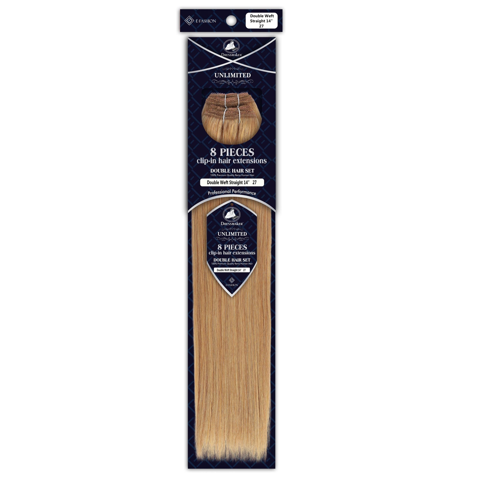 Dressmaker 8-Piece 14" Clip-In Hair Extensions Double Weft Straight