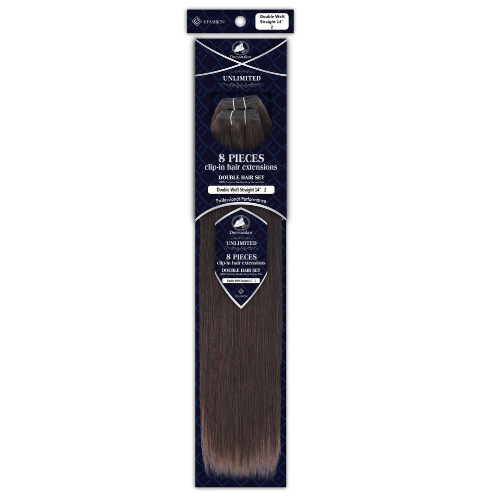 Dressmaker 8-Piece 14" Clip-In Hair Extensions Double Weft Straight