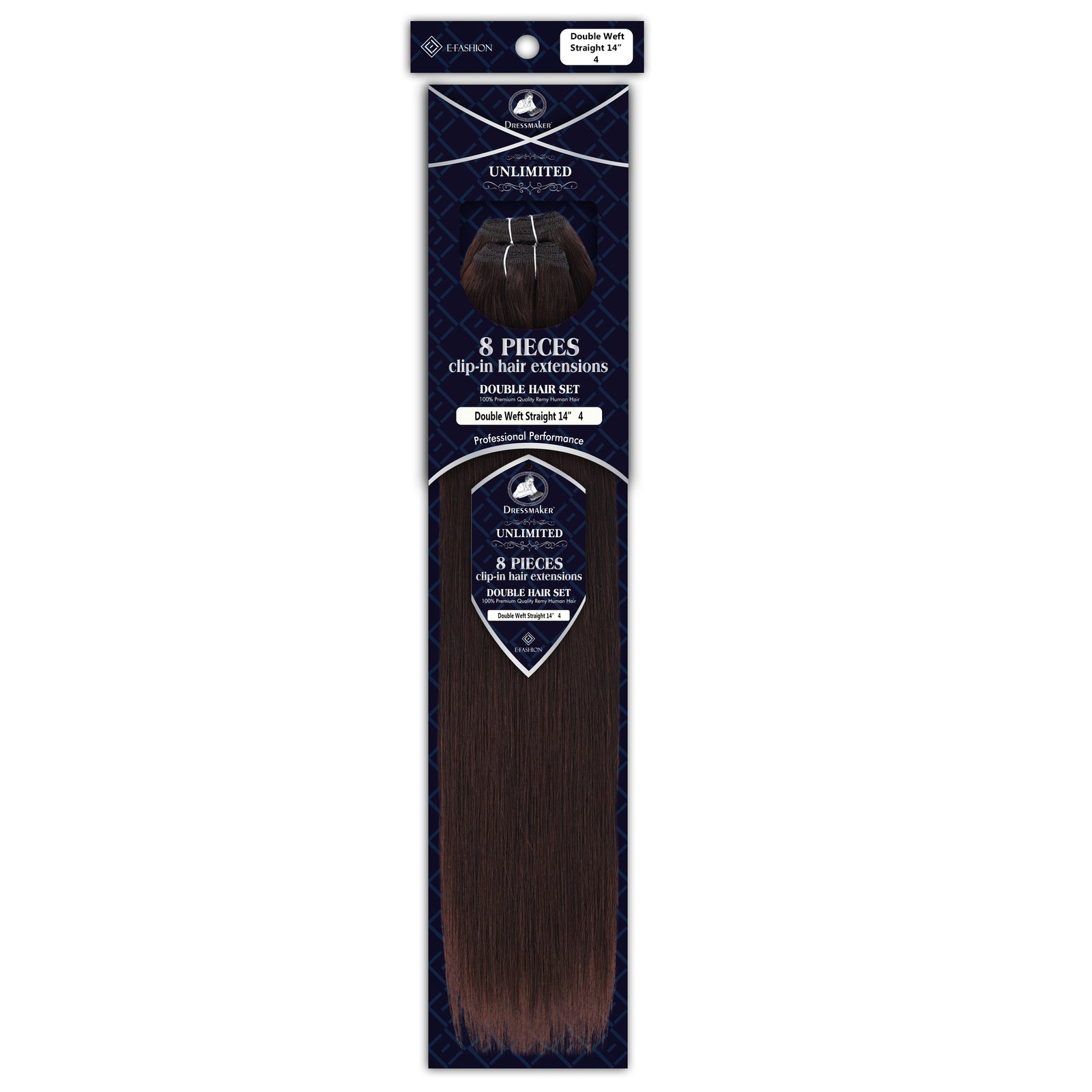 Dressmaker 8-Piece 14" Clip-In Hair Extensions Double Weft Straight