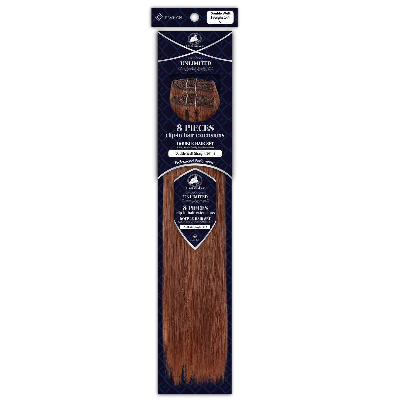 Dressmaker 8-Piece 14" Clip-In Hair Extensions Double Weft Straight