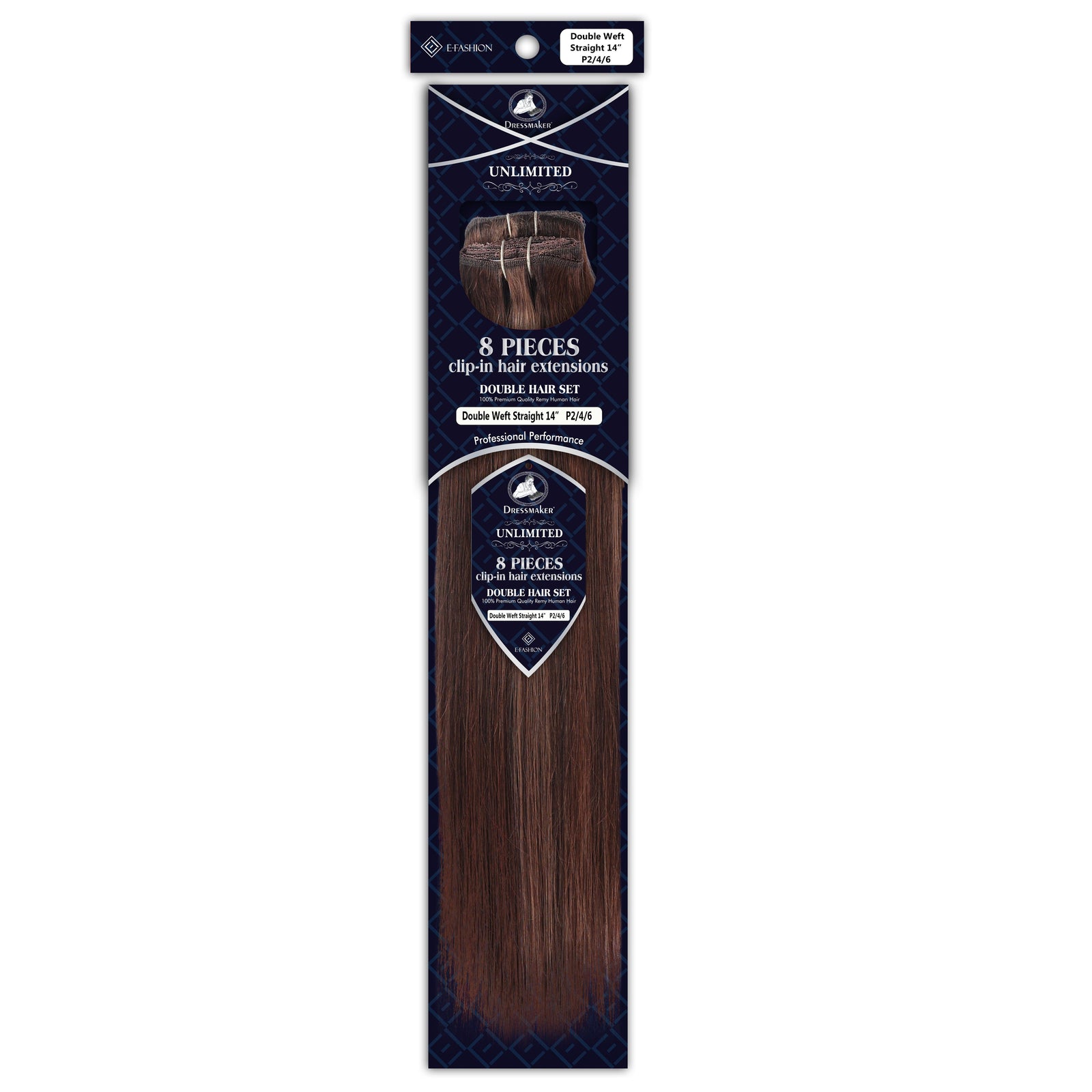 Dressmaker 8-Piece 14" Clip-In Hair Extensions Double Weft Straight