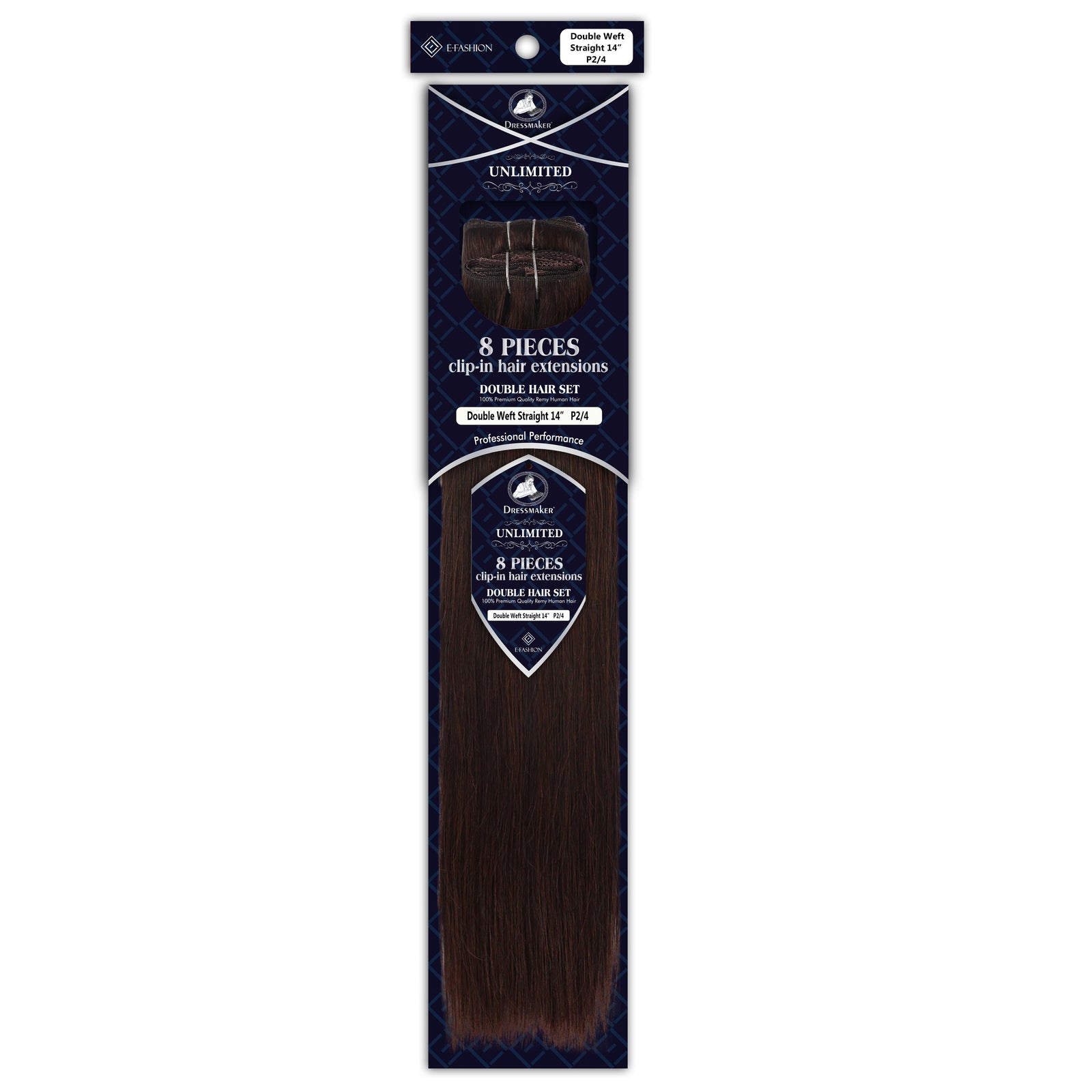 Dressmaker 8-Piece 14" Clip-In Hair Extensions Double Weft Straight