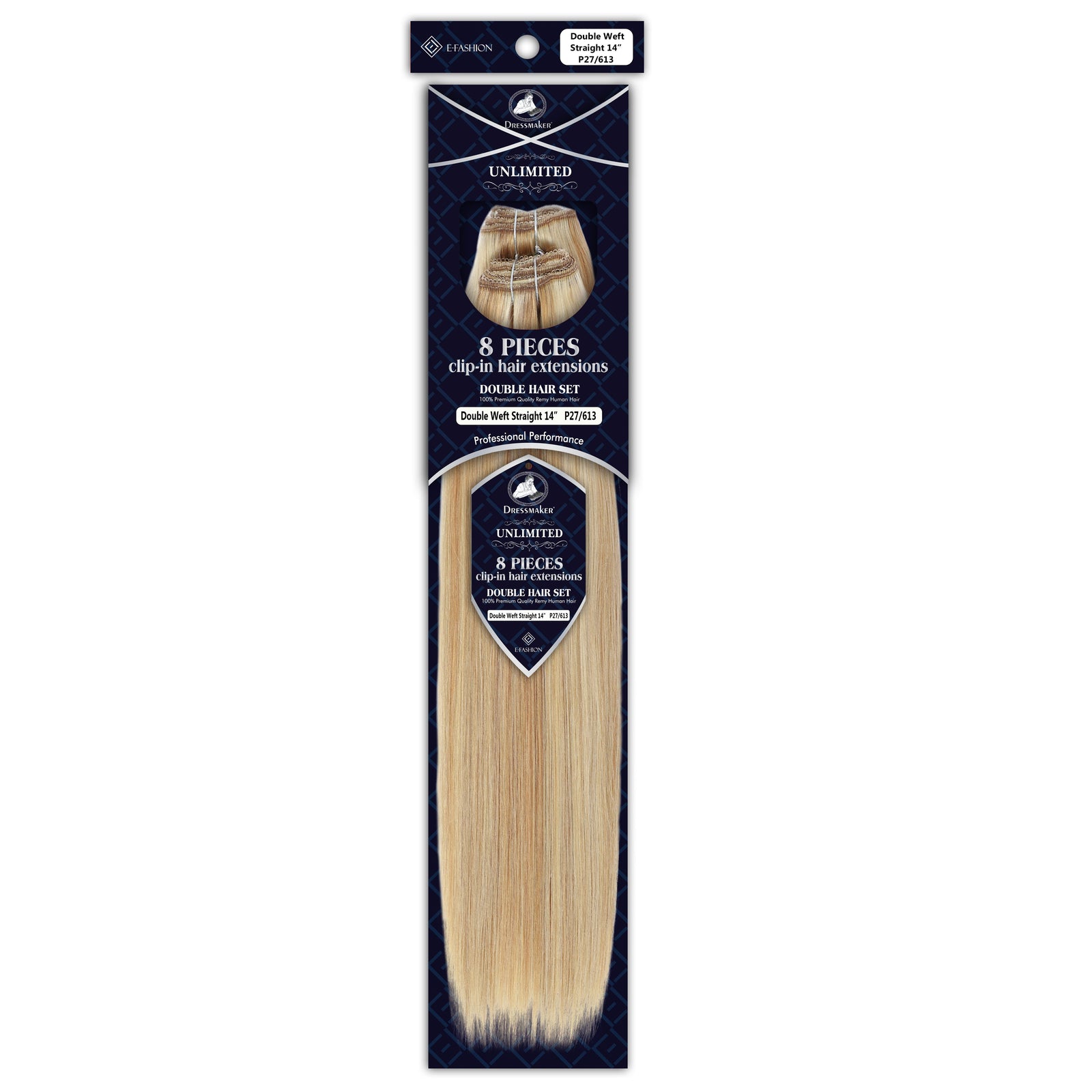 Dressmaker 8-Piece 14" Clip-In Hair Extensions Double Weft Straight