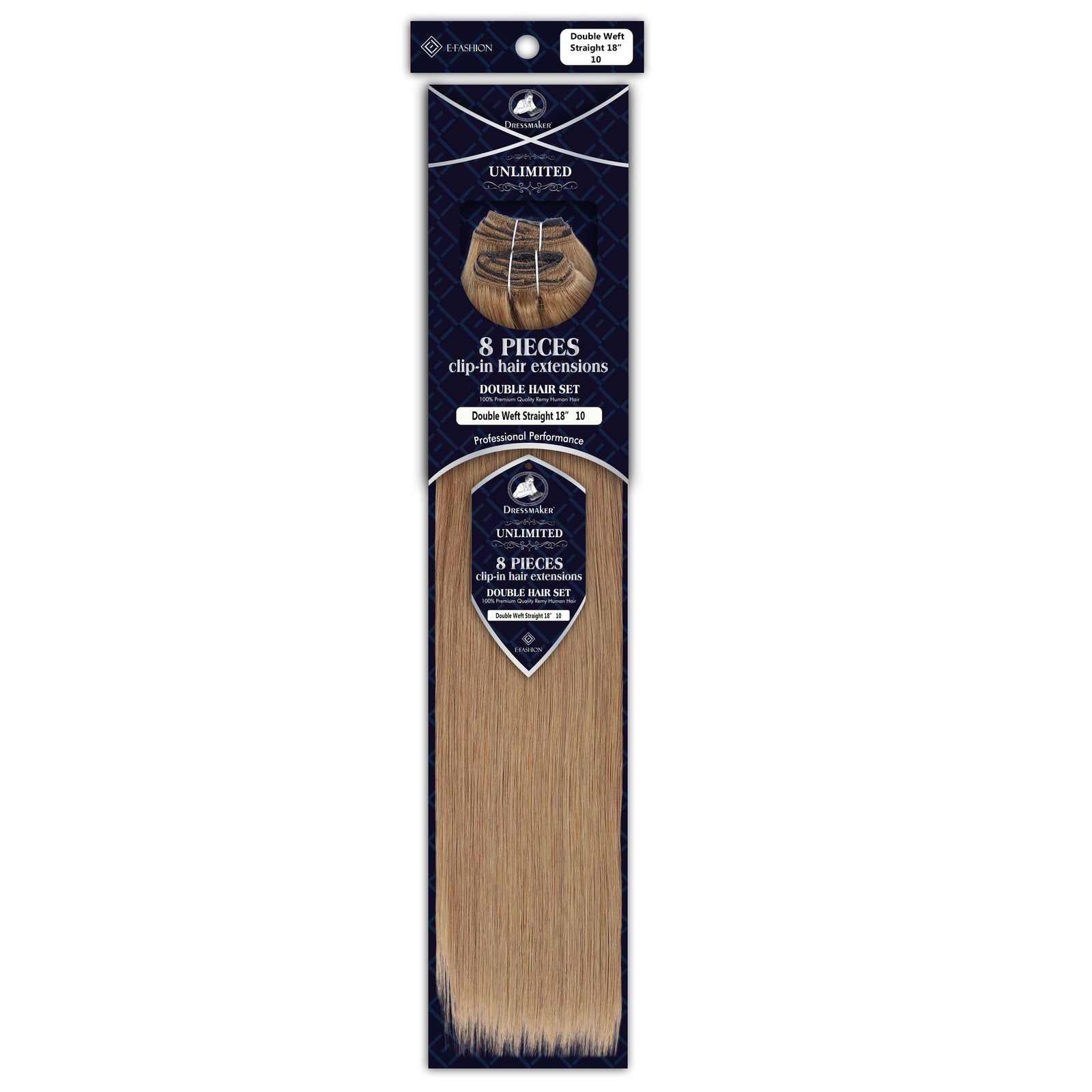 Dressmaker 8-Piece 18" Clip-In Hair Extensions Double Weft Straight