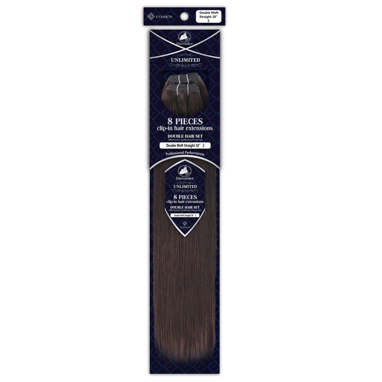 Dressmaker 8-Piece 18" Clip-In Hair Extensions Double Weft Straight